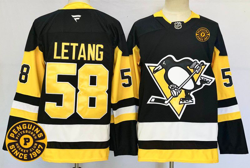 Men Pittsburgh Penguins #58 Letang Black Fanatics 2025 NHL Jersey style 3->pittsburgh penguins->NHL Jersey